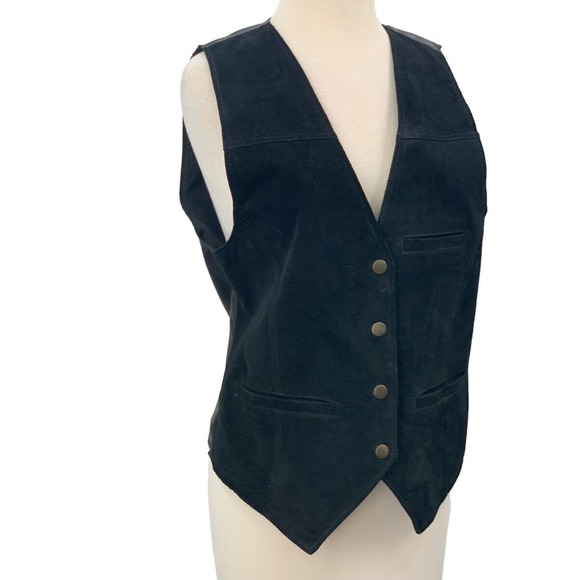 Vintage Don't Stop Classics Women's Black Leather Motorcycle Vest M‎ - Picture 2 of 5